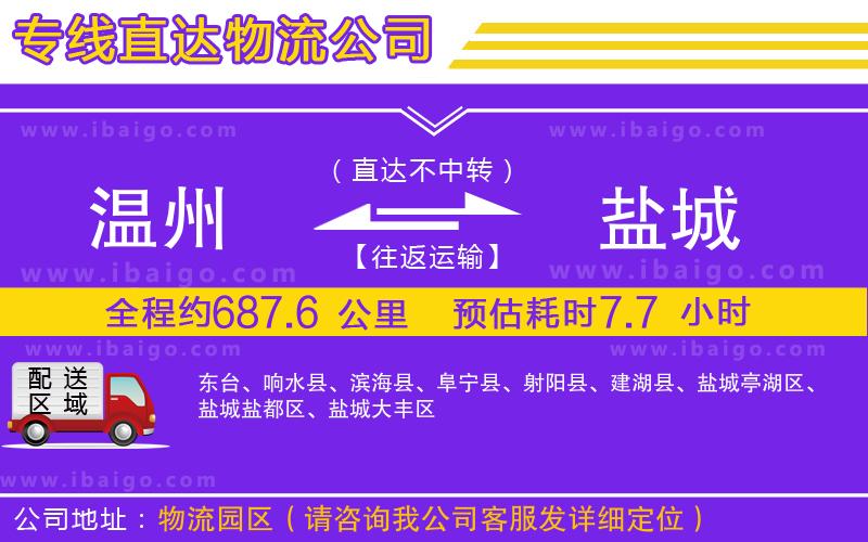 溫州到鹽城貨運專線