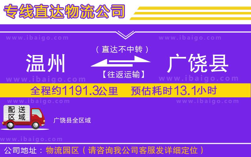 溫州到廣饒縣貨運專線