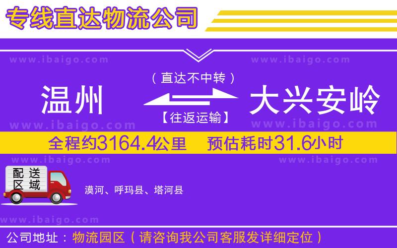 溫州到大興安嶺地區(qū)貨運公司