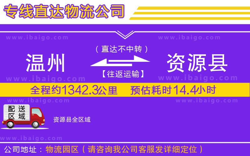 溫州到資源縣物流專線